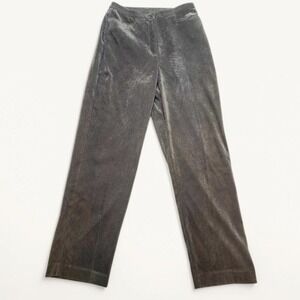 Olive Green Velvet Straight Leg Pants Petite 4P Elastic Side Vintage 90s